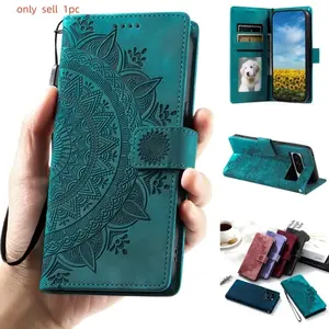Embossed Totem Leather Phone Case for Google Pixel 10 9 8 Pro XL 9A 8A 7A 6A 7 Pro Bracket Flip Wallet Card Holder Cover