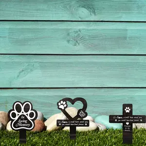 Pet Loss Memorial Paw Print Sign, Wooden In Loving Memory Stake for Dog Cat Cemetery & Garden # GLOBAL PIC
