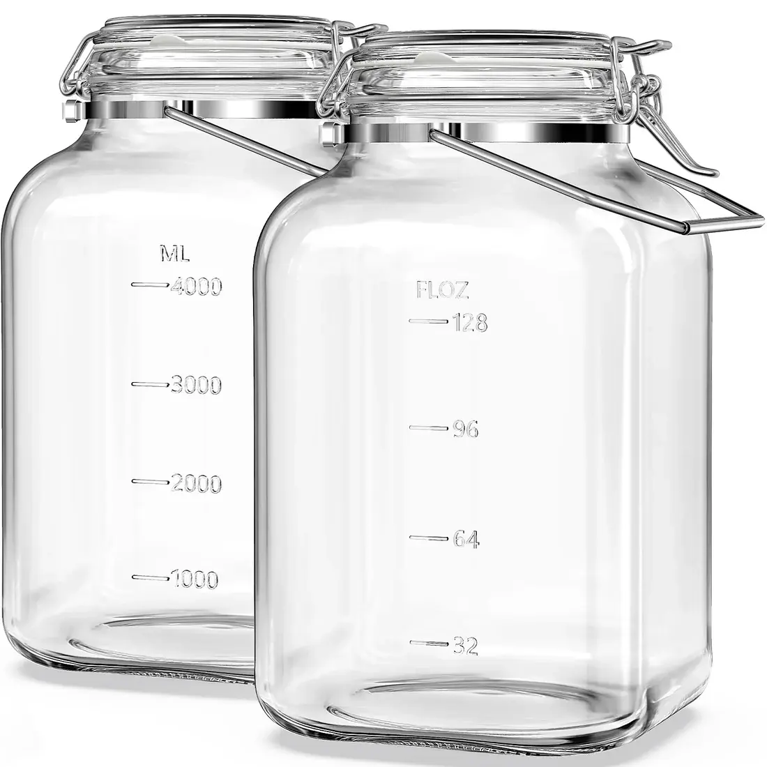 Syntic Sturdy Large Glass Canister with Airtight Snap Lid, Wide Mouth, and Easy-Carry Handle for Everyday Kitchen Food Storage