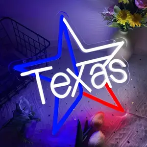 Texas Star-Shaped USB Neon Light, Retro American Style, Illuminating Room Ambiance, Ideal for Bar Counters, Bedrooms, Party Decorations