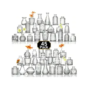 Arme Glass Bud Vase Set Of 32 counts,Small Glass Vases For Flowers,Clear Bud Vases In Bulk,Vintage Vases For Centerpieces,Small Glass Bud Vase For Rustic Wedding Decorations,Home Table Flower Décor