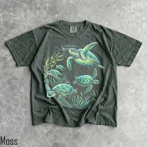 Comfort Colors 90s Sea Turtles T-Shirt - Men & Women's Unisex Graphic Tee - Vintage Ocean Wildlife T-Shirt - Cute Retro Habitat Shirt - Nostalgia Shirt