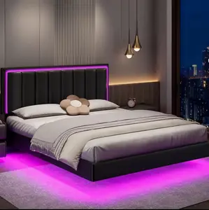 Floating bedframe with LED lights