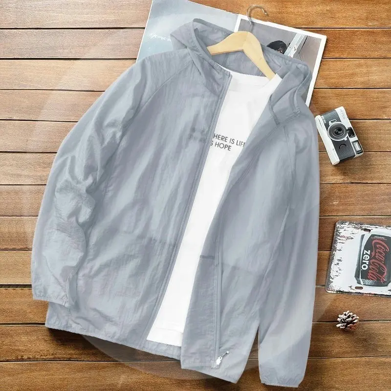 Summer sun protection clothing, quick-drying sun protection clothing for electric bike riders, ultra-thin ice silk sun protection clothing, hooded sun protection clothing for men, wholesale