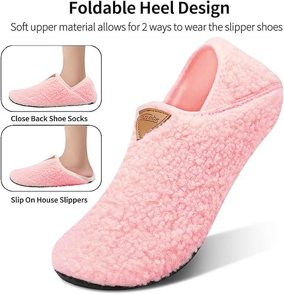 Cozy Furry Indoor House Slippers Unisex - Slip-on Barefoot Design, Comfy Soft Warm Non-Slip Shoes Ideal for Home Bedroom Relaxation Travel Yoga Activities Socks Footwear