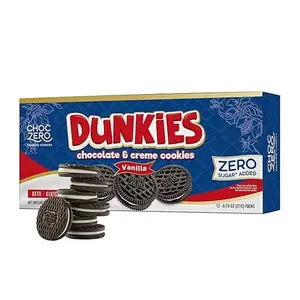 ChocZero Keto Chocolate Sandwich Cookies with Creme - Low Sugar Gluten Free Dunkies (1 Box, 9oz)