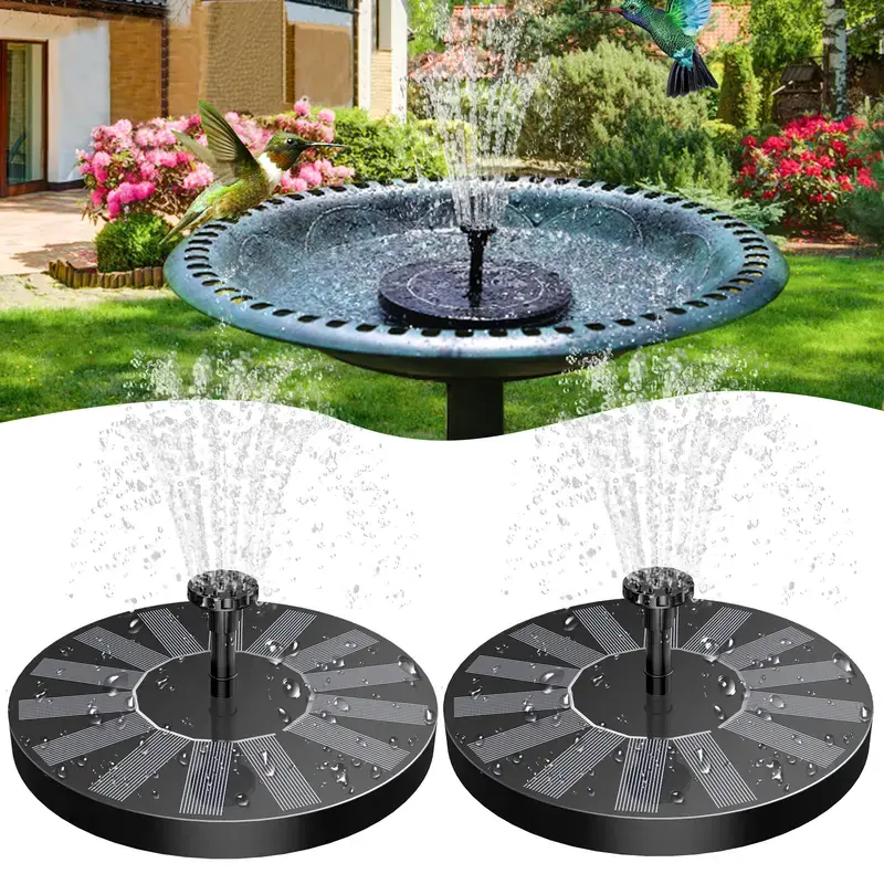 Solar Fountain, Solar Powered Bird Bath Fountain Pump with 8 Nozzles 1.4W Solar Panel Kit Water Pump, Outdoor Watering Submersible Pump for Pond, Pool, Garden, Fish Tank