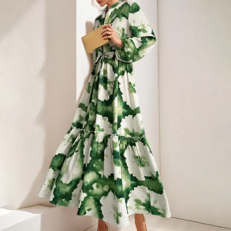 2026 New Women's Fashion Personality Printed Dress V-Neck Pendulum Dress