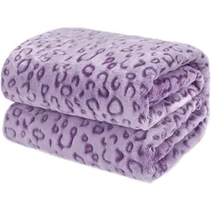 Purple Gifts for Women, Purple Leopard Print Throw Blanket, Soft Warm Fleece Plush Blanket for Couch Bed Sofa, Cozy Purple Bedroom Living Room Decor, Birthday for Women Girls