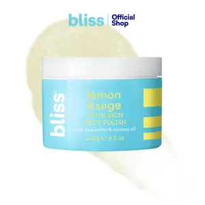 Bliss Satin-Skin Body Polish - Lemon and Sage - Body Scrub with Shea Butter and Coconut Oil - 8.5 Oz - Smoothing and Balancing Skincare - All Skin Types - Vegan & Cruelty-Free
