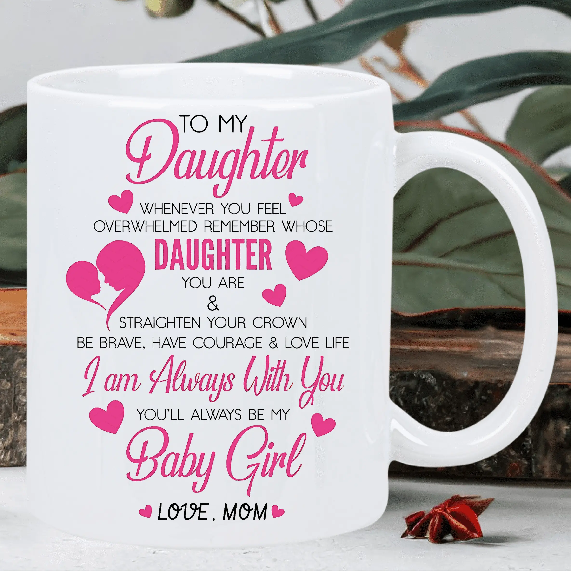 1 piece, 11 ounces, Cherished Daughter Insulated Ceramic Mug - Suitable for hot and cold beverages, reusable, hand wash only - Perfect gift for birthdays, holidays, Christmas, New Year, and Valentine's Day