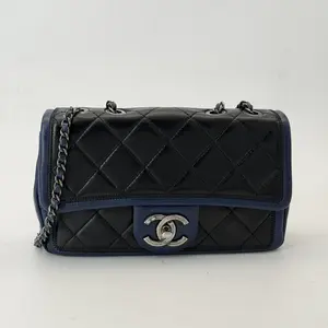 Pre-owned CHANEL calfskin Crossbody Bags Blue mini rectangle Shoulder Bag