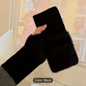 Fuzzy Fingerless Gloves - Warm & Stretchy for Women