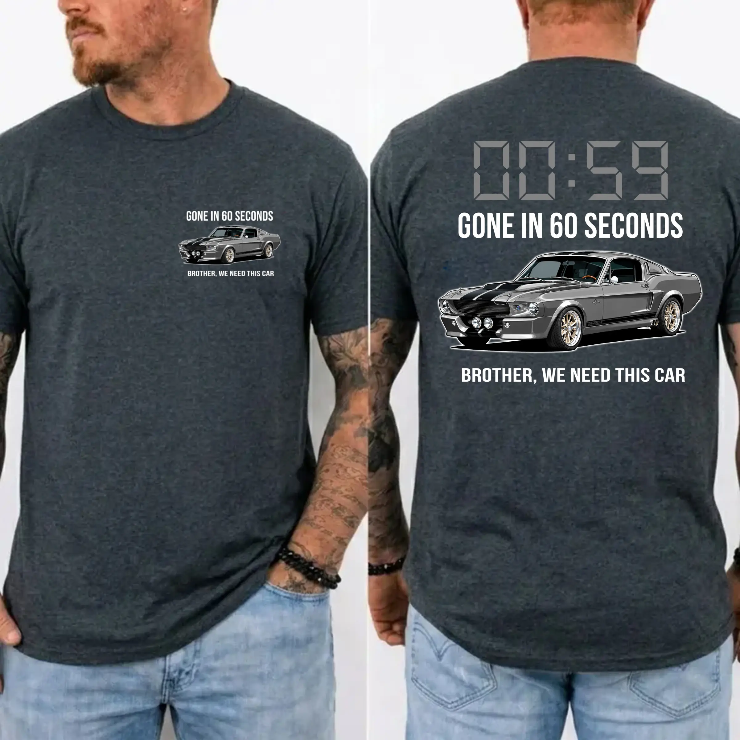 Gone in 60 Seconds T-Shirt, 1967 Shelby Mustang GT500 Graphic Tee, Classic Movie Car T-Shirt, Gift for Movie Fans