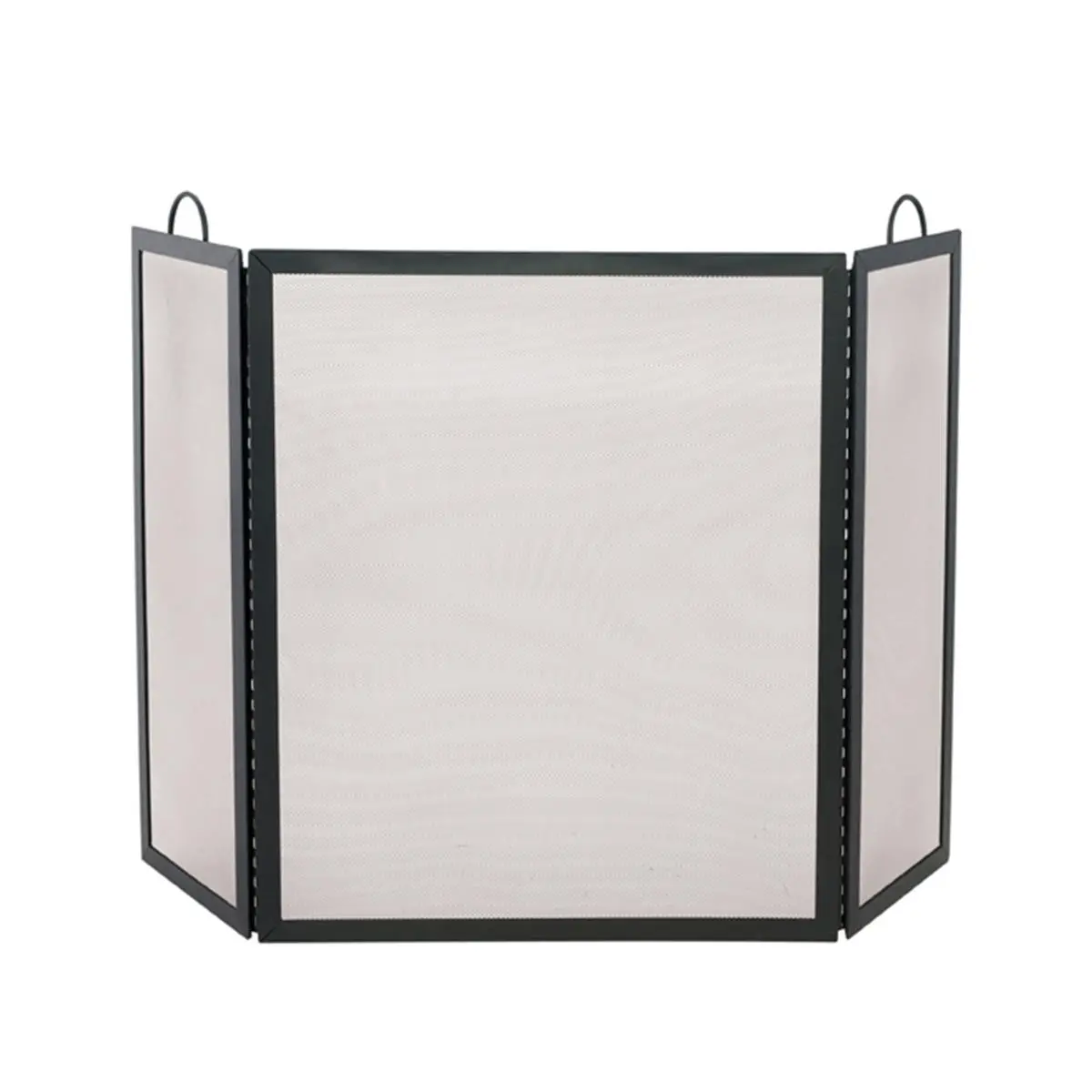 Uniflame Large 3-Fold Black Wrought Iron Fireplace Screen with Bellows, 34"h x 54"w, Superior Craftsmanship Home Decor Furnishing Item for Home Supplies Festive Decorations