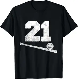 Vintage Baseball Jersey Number 21 T-Shirt Player Number