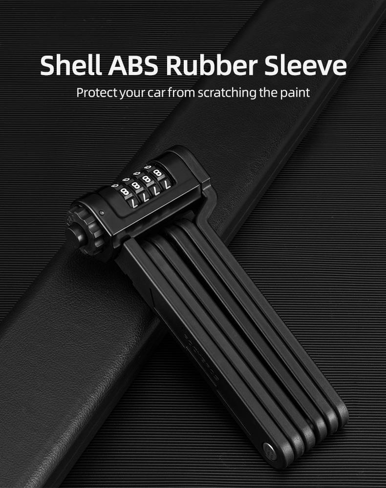 ROCKBROS Folding Bike Lock Combination Bike Lock with Mount Electric Bike Lock Heavy Duty Anti Theft Bicycle Locks with Mounting Bracket 4-Digit Foldable Bike Lock