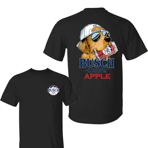 Busch Light Apple Golden Dog T-Shirt, Busch Light Apple Shirt, Funny Beer Lover's Tee Featuring a Cool Golden Retriever, Casual Cotton, Menswear Top