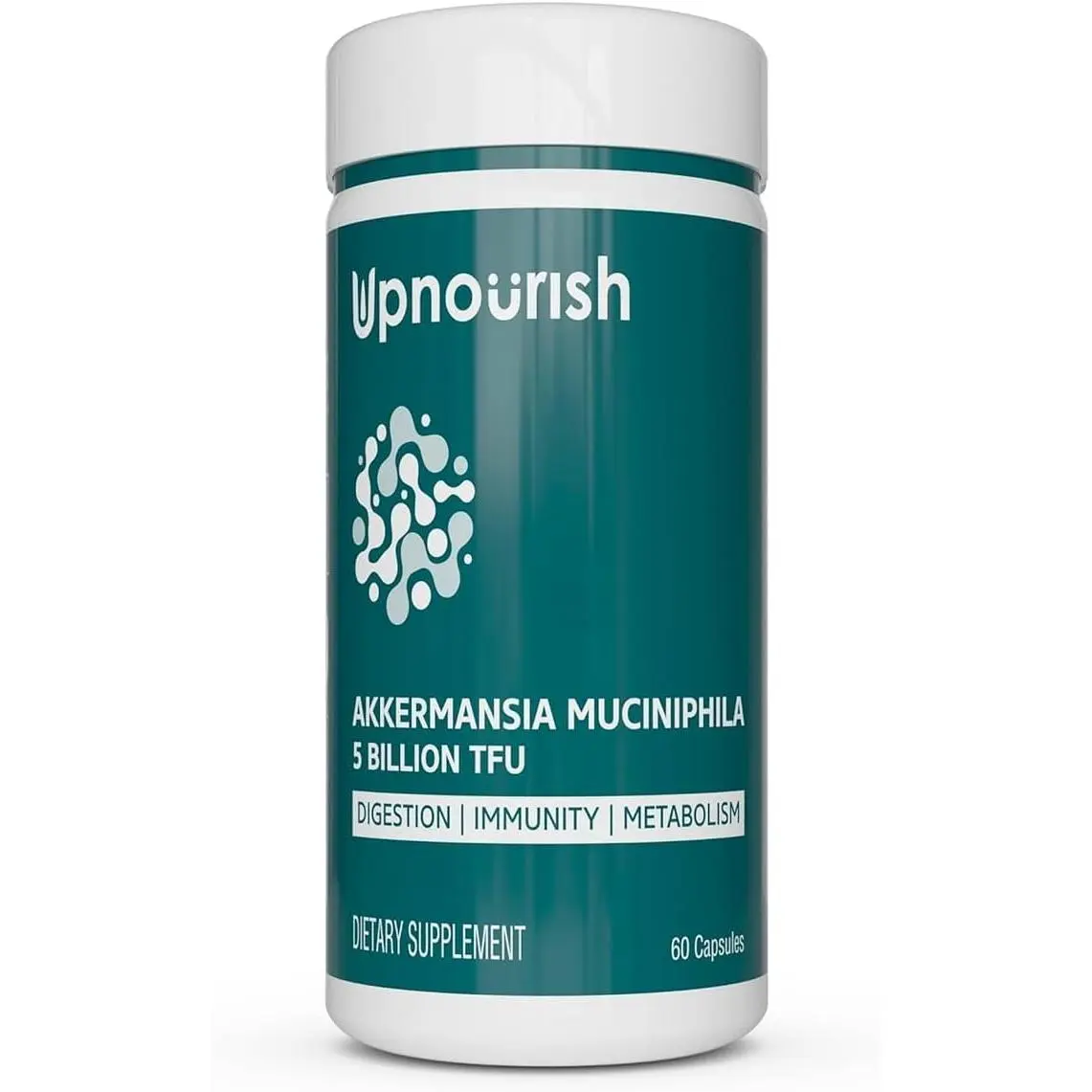 UpNourish Probiotics for GLP-1 Support, 5 Billion TFU Akkermansia Muciniphila for Digestive Health, Leaky Gut, Immunity and Metabolic Health, Prebiotics and Probiotics for Women and Men, 60 Capsules