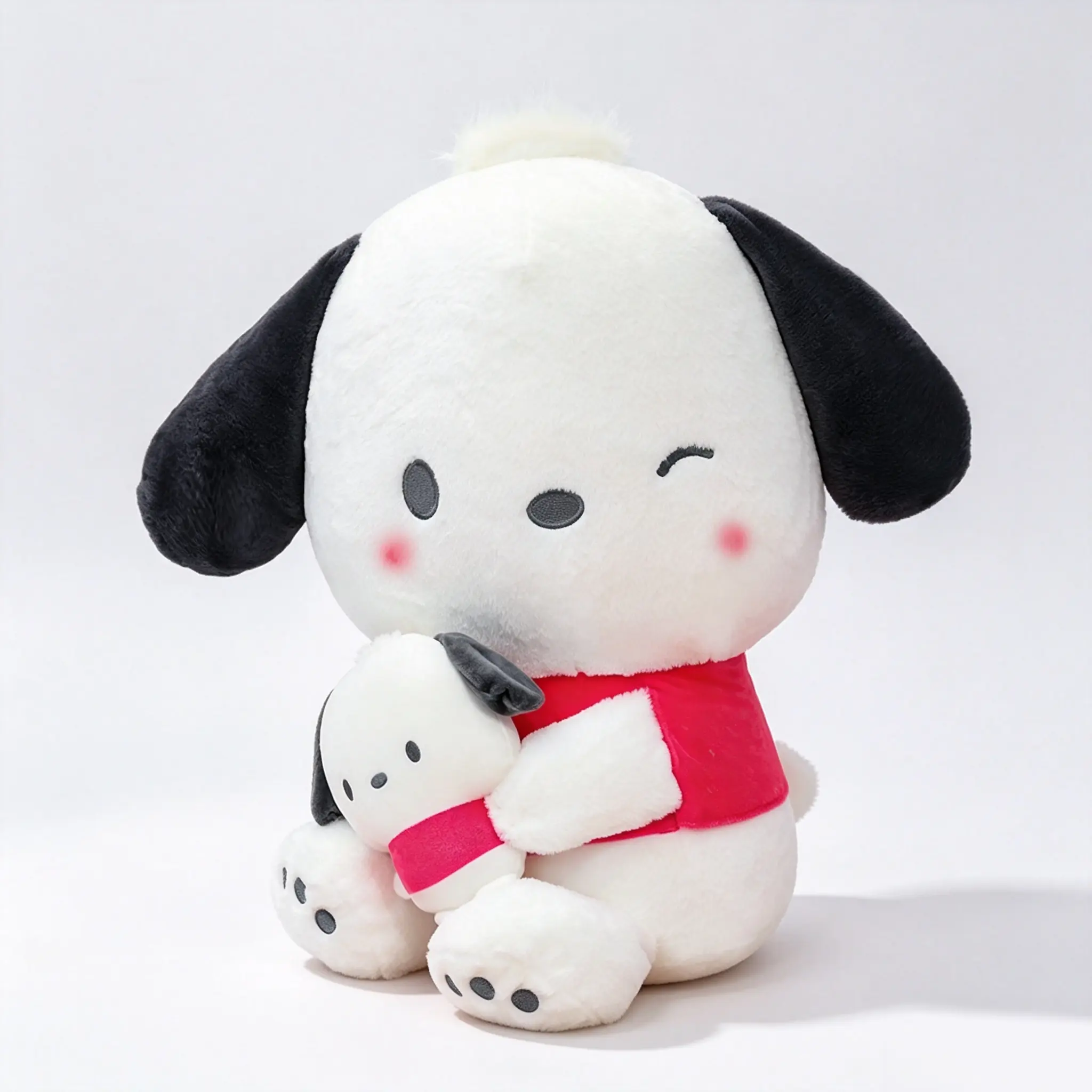 Sanrio Pochacco Mommy Baby Plush Set 16.5 Inch Soft Cuddly Mother And Child Stuffed Toys For Kids Room And Gift Idea