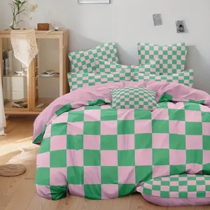 Checkerboard Pattern Bedding Set, 1 Count Bedspread & 1/2 Counts Pillowcase without Filler, Soft Comfortable Bedding Set for Home Bedroom, Bed Sheet Set