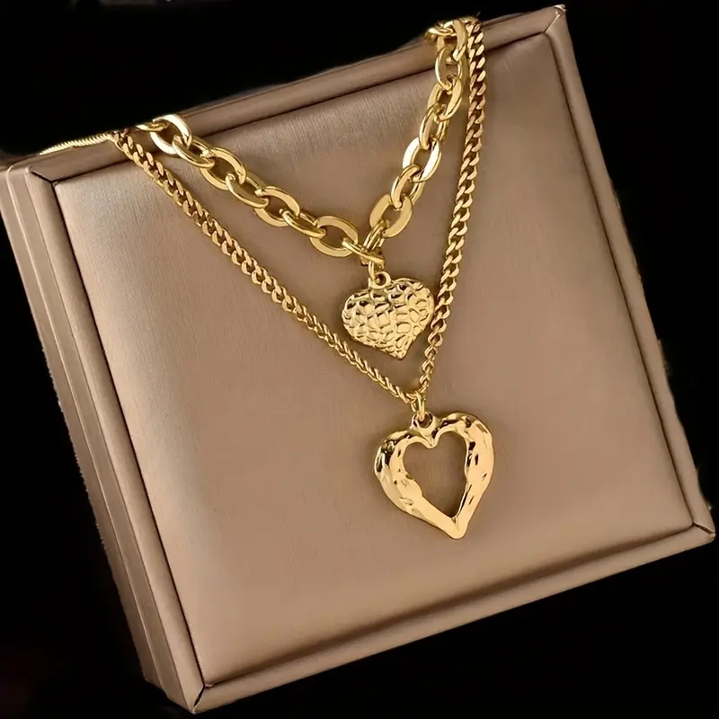 Double-layer gold necklace - durable, hypoallergenic, non-fading and shiny jewelry, suitable for parties and birthday celebrations - a perfect accessory gift for friends and family