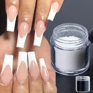 Superfine French Nail Glitter Powder - Black White Snow Design Sugar Shiny Effect Candy Glitter Flakes Pigment Dust Gel Polish Manicure Accessories DIY Crafts