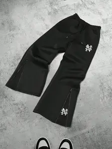Tiktok Trendy Loose Fit Sweatpants, Letter Design & Functional Zipper Details, Casual Daily Wear, Urban Street Style, Letter Patched Sweatpants