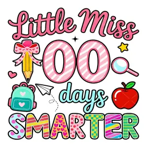 6 Pack Kids Iron On Patches for Clothes, Girls 100 Days Smart Logo Transfer, DIY Applique for Backpacks Jackets, Washable Iron on Decorative Stickers
