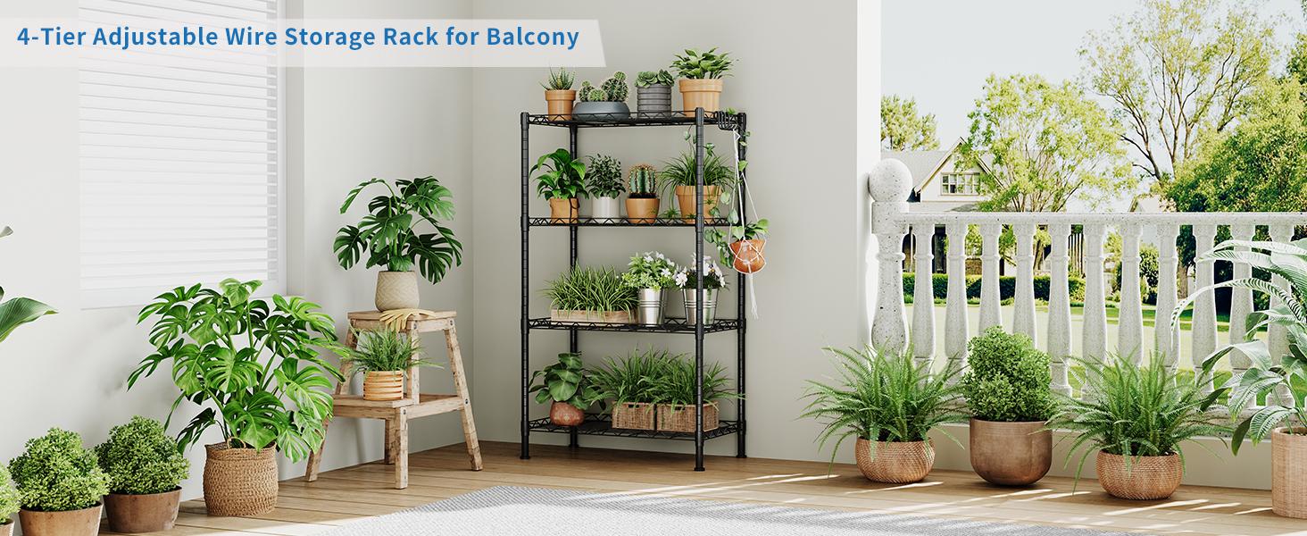 4-Tier Heavy Duty Wire Shelving Unit – 23.6"L x 13.8"W x 40"H, Black Metal Shelf , Adjustable Storage Rack for Laundry, Bathroom, Kitchen, Garage