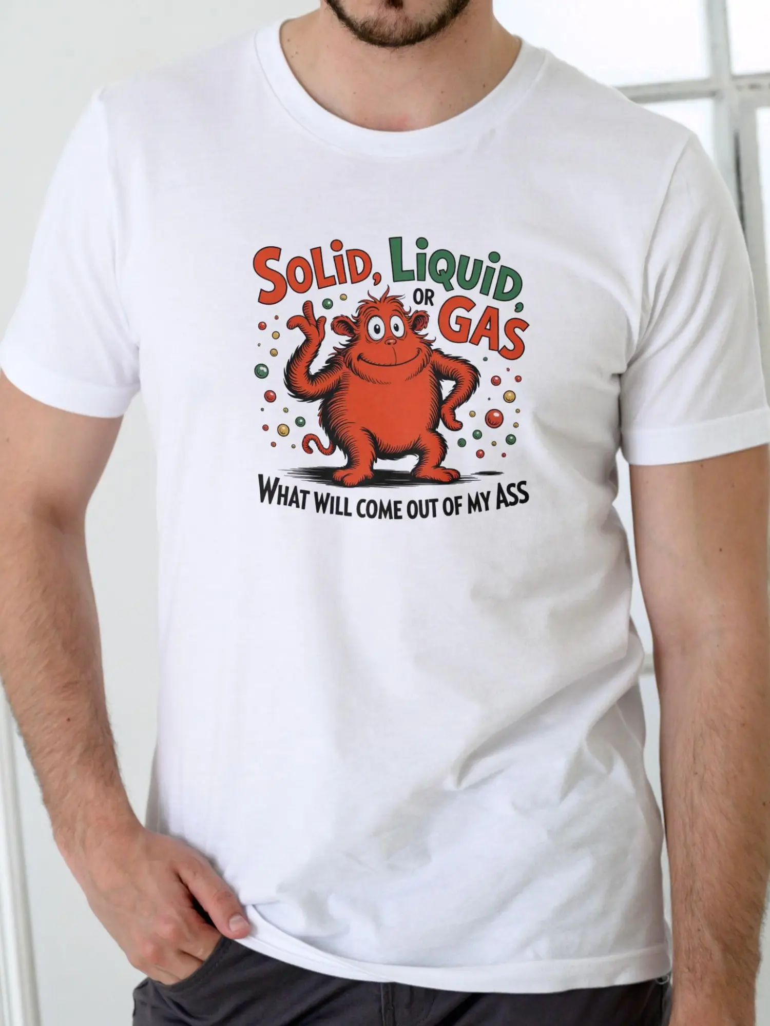 Gildan Unisex T-Shirt, Casual Crew Neck in 100% Cotton with a Nerdy "Solid Liquid Gas" Graphic, Soft Breathable Fabric