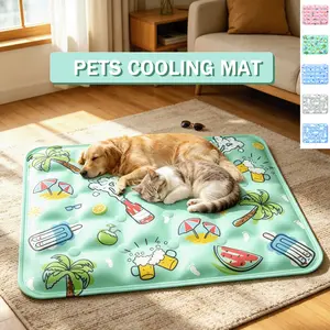 「PawPlanet」60*90/70*120cm Large Size Cooling Mat For Pets；Summer Pet Cooling Mat Cat Dog Universal Washable Gel Sleeping Pad；Anti-Scratch Pet Ice Mat Non-Slip Summer Cool Bed for Cats Dogs；Household Style Pet Cooling Pad Breathable Summer Sleeping Mat；