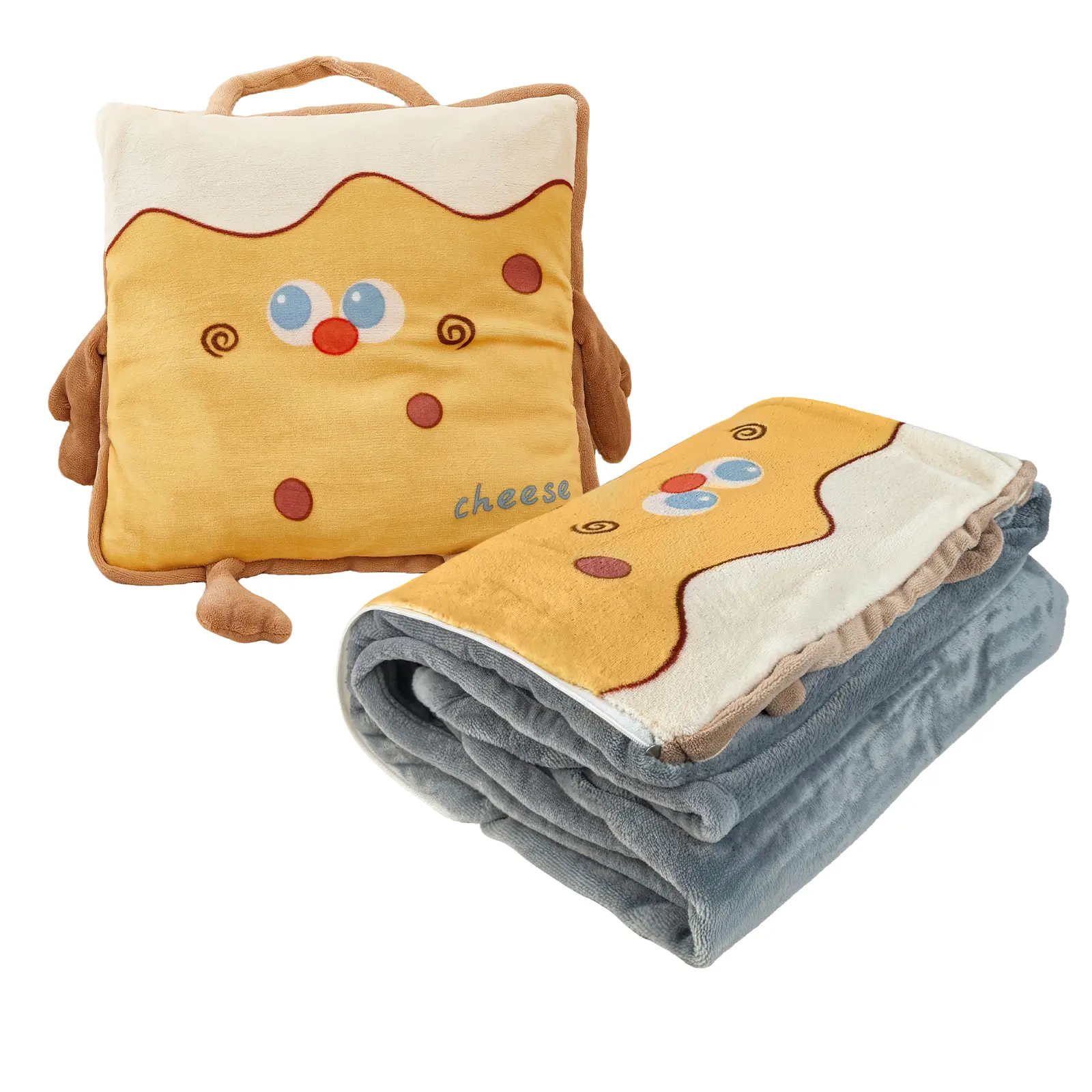 Coral Fleece Blanket Pillow 2-in-1 - Comfortable & Cozy, Easy Clean & Dryable, Travel-Friendly, Versatile for Pillow/Blanket/Back Support
