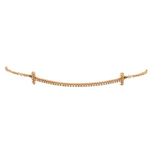 Pre-owned Tiffany & Co. T Smile Chain Bracelet 18K Rose Gold with Diamonds Medium by Rebag