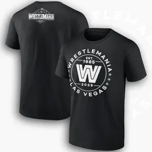 WWE WrestleMania 41 Old School Stars T-Shirt, Mens Wrestling Fan Apparel, Black Retro Graphic Tee Merch