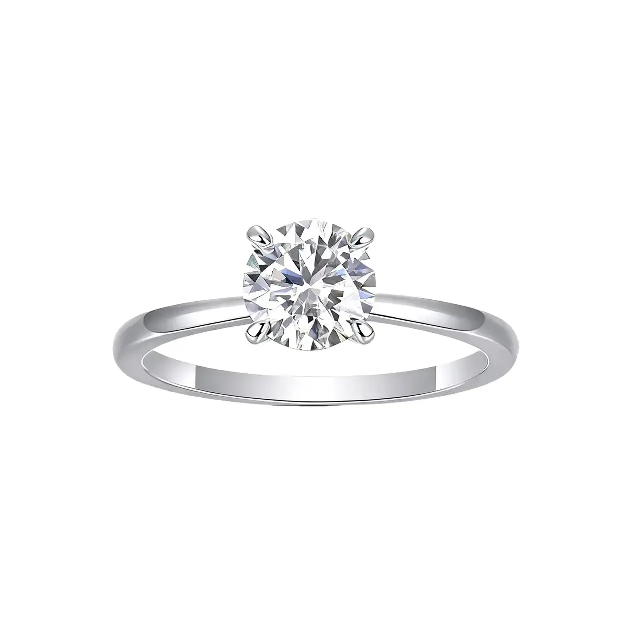 Lorvè Solitaire Four-Prong Ring Lab-Created Moissanite Engagement Ring for Her Best Gift