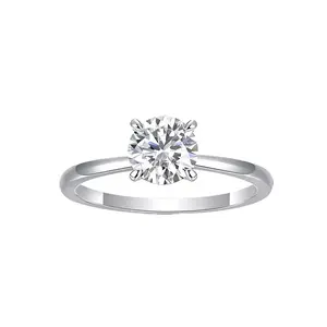 Lorvè Solitaire Four-Prong Ring Lab-Created Moissanite Engagement Ring for Her Best Gift
