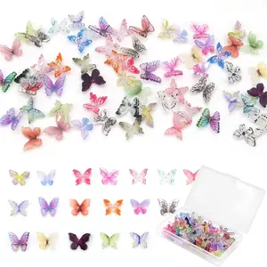 Luminous Mini Resin Tiny Bulk Butterflies Glow in The Dark Small Plastic Miniature Figures for Dollhouse Decor Micro Garden Home Landscape Aquarium Craft Gifts Party Favors Toys 60 pcs