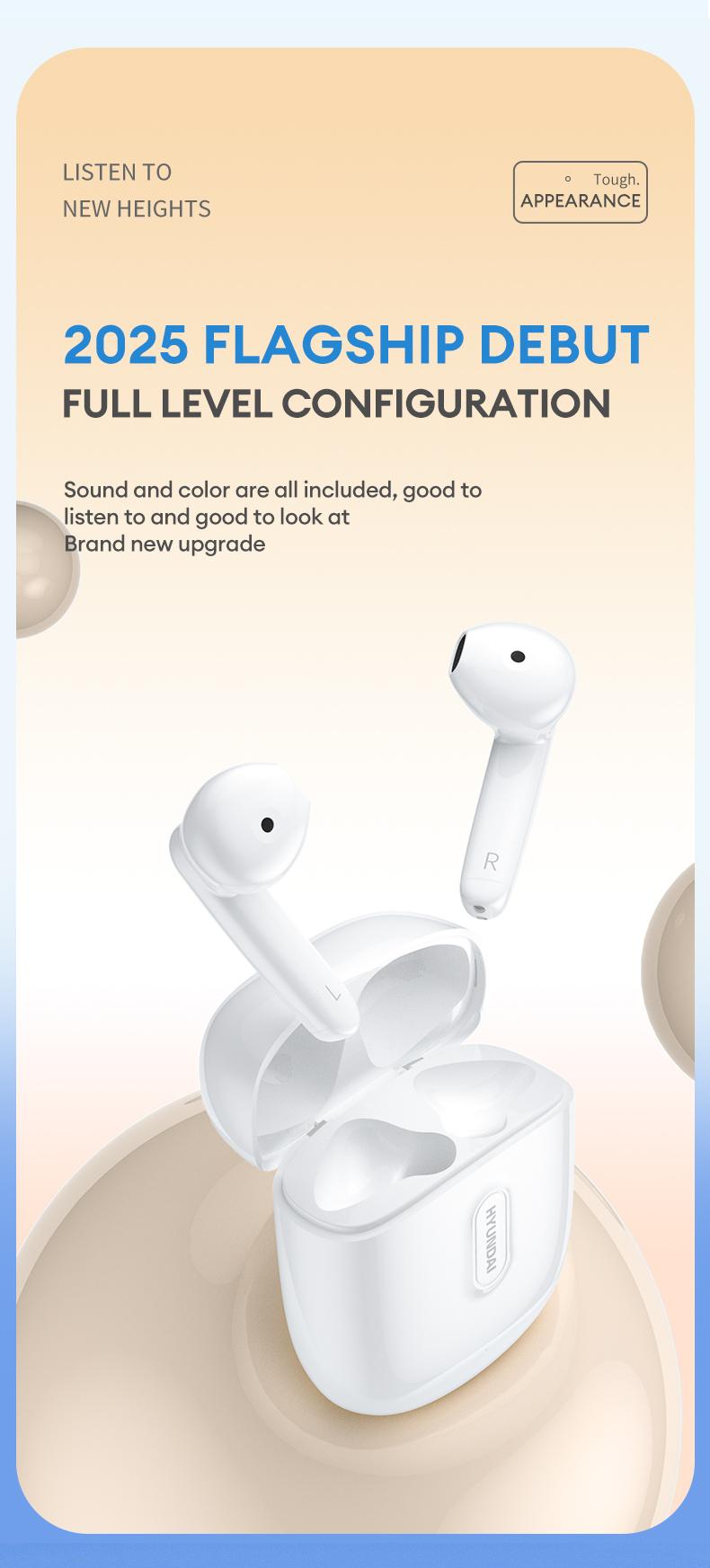 HYUNDAI T17 In-Ear Wireless Headphones with Bluetooth 5.3, Anti-Leakage Shell, Low Latency, Lightweight & Comfortable Fit, Wireless Earbuds for Music & Calls, Compatible with Android & iOS