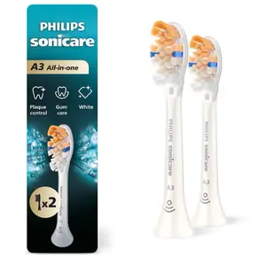 Philips Sonicare - A3 All-in-One -Replacement Brush Heads, 2 Pack - White Model: HX9092/77