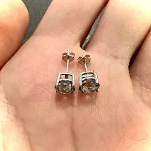 925 Sterling Silver 6MM Round Tanzanite Stud Earrings for Women Gift Birthstone