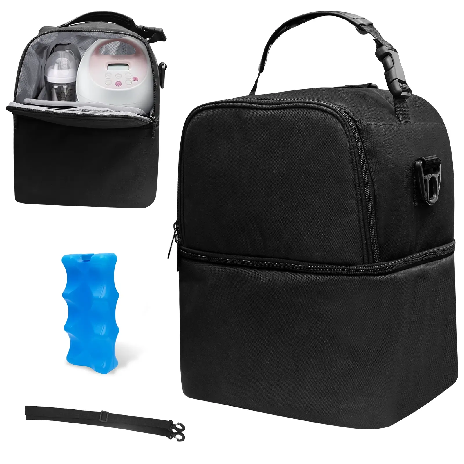 Breast Pump Bag for Spectra S1 S2, Insulated Travel Backpack with Ice Pack Fits 6 Baby Bottles, Wearable Breastmilk Double Layered Cooler Bag with Removeable Straps for Nursing Mom Daycare