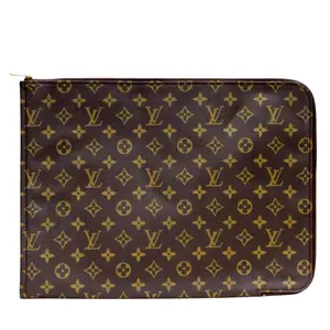 Pre-owned Louis Vuitton Leather Professional & Technology Bags Monogram Canvas Pouch Portfolio Document Case