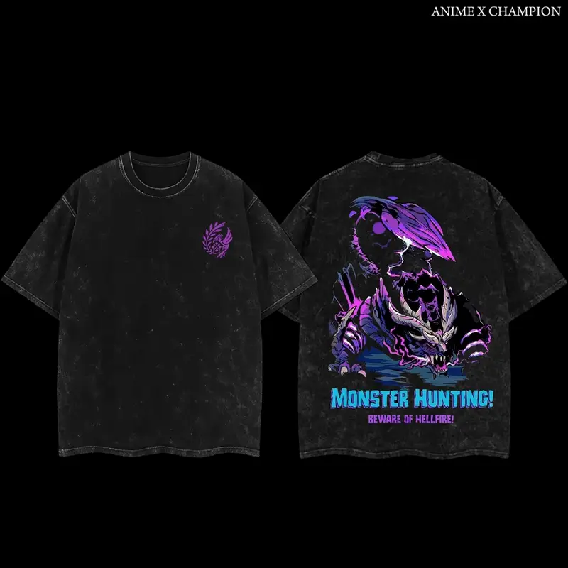 Monster Hunter Wilds Vintage Washed Oversized Tee & Hoodie | Epic RPG Game Graphic Apparel | Retro Faded Streetwear For Hunter Fans | Soft Cotton Washed Outfit Essentials 4