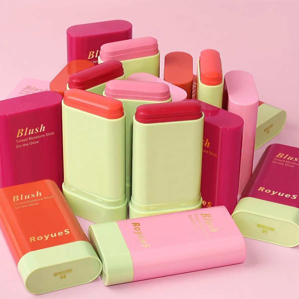 Multi-use makeup blush stick, waterproof moisturizer blusher stick, blush stick for eye, cheek and lip color Daily Cosmetic Silky Compact Cream Facial
