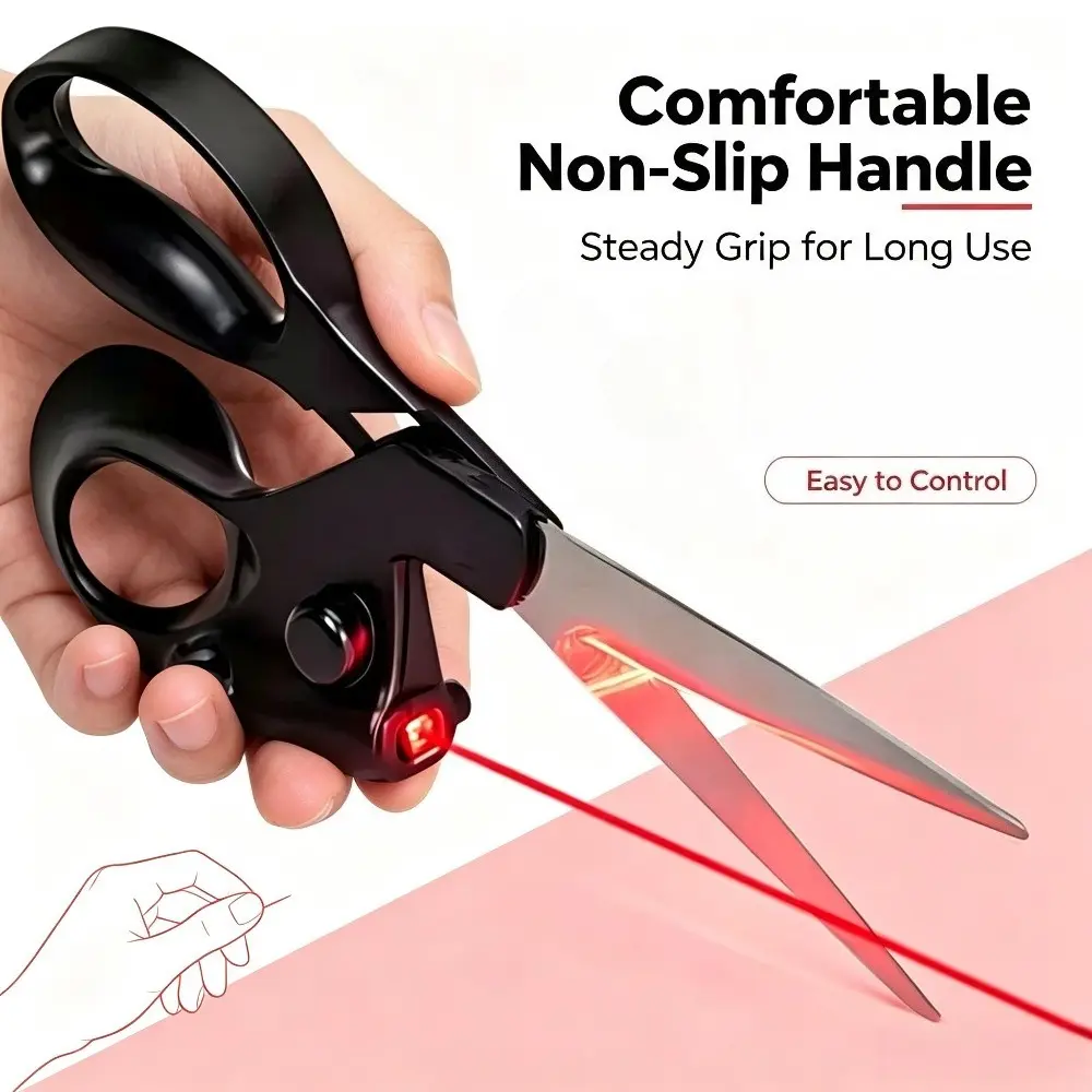 Heavy-Duty Stainless Steel Scissors with Laser Guide - Professional Functional Tool for DIY Crafting, Fabric and Leather Cutting