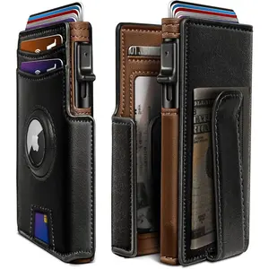 Men's Airtag Wallet with Money Clip & 10 Slots, Sleek Metal Design, Secure Magnetic Closure, Rfid-Blocking Feature, Ideal for Daily Use