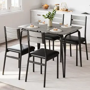 GARVEE Dining Table Set for 4, Kitchen Table and Chairs for 4, 5 Piece Kitchen Dining Room Table Set,Wood Modern Rectangle Dinner Table With Upholstered Seat,Dinette Furniture for Breakfast Nook,Home Office