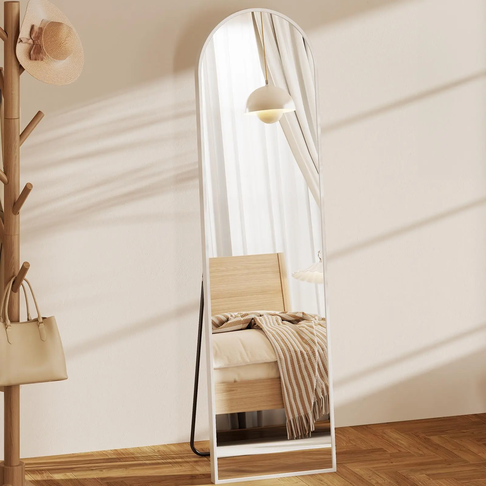 59"x16" Arched Full Length Vanity Mirror, Aluminum Alloy Frame Bathroom Mirror, HD Explosion-Proof Glass for Bathroom, Dressing Room, Bedroom