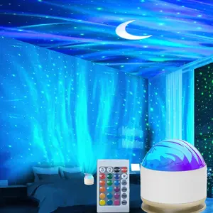 Rotating Water Wave Atmosphere Lamp, Aurora Projector Lamp, Romantic Projection Style, USB Powered, Bedroom Photography Scene, Cozy Ambiance, Ideal for Life Rituals